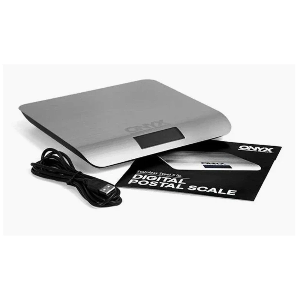 Onyx Stainless Steel 5lb Pound Digital Postal Scale USB Connected Stamps.com NIB